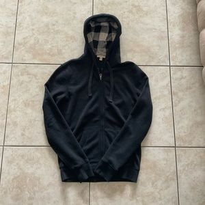 Burberry Black Zip-up Hoodie  Sweatshirt Sz Med